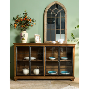 Glass/Metal/Wood Sideboard